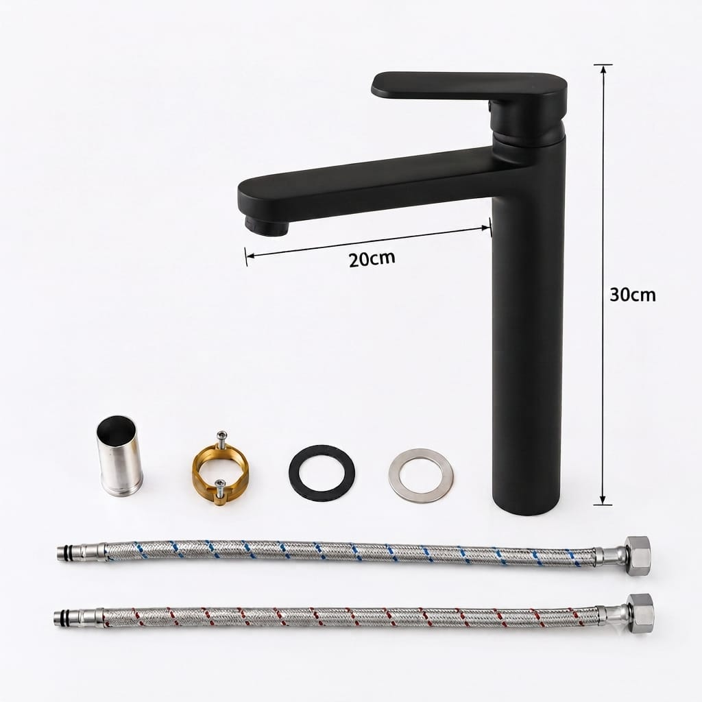 MITIGEUR VASQUE À POSER NOIR MAT SANILUM – CORPS EN CUIVRE– 30 cm