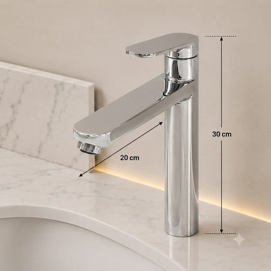 MITIGEUR VASQUE À POSER CHROME BRILLANT SANILUM – CORPS EN CUIVRE |30CM