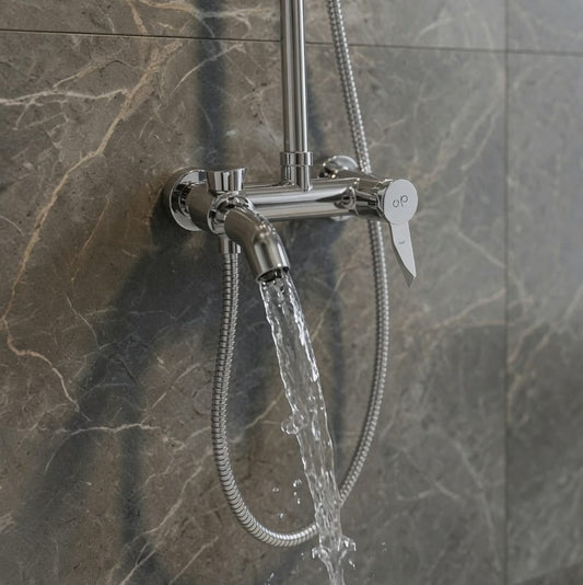 COLONNE DE DOUCHE CHROME SANILUM AVEC MITIGEUR INTÉGRÉ – CORPS EN LAITON | BARRE TUBE EN INOX | HAUTE QUALITÉ