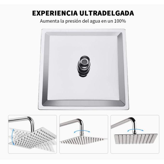 POMME DE DOUCHE CARRÉE 25×25 CM AVEC BRAS MURAL – INOX CHROME BRILLANT