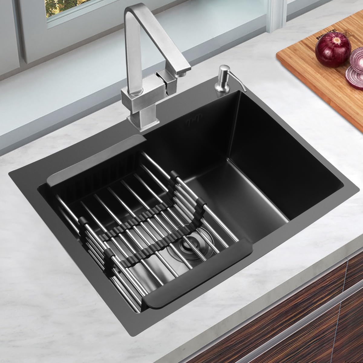 Évier de Cuisine SANILUM Gris Noir 60X45 | Inox 304