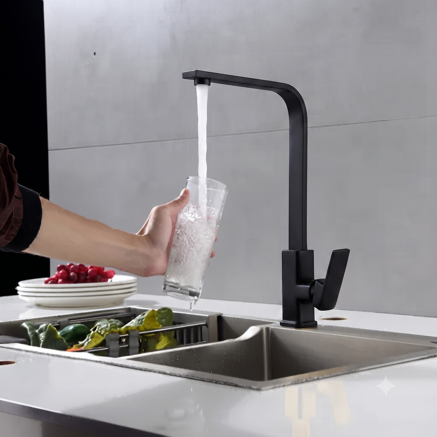 Mitigeur de Cuisine GLOBAL – Noir Mat | Rotation 360°