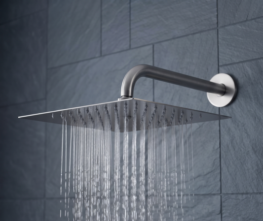 POMME DE DOUCHE CARRÉE 25×25 CM AVEC BRAS MURAL – INOX CHROME BRILLANT