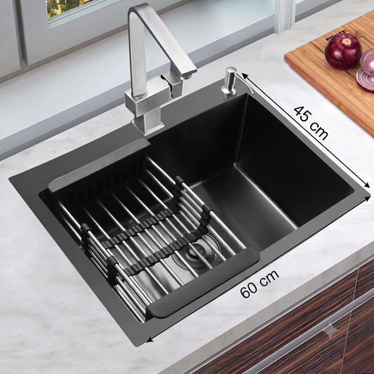 Évier de Cuisine SANILUM Gris Noir 60X45 | Inox 304