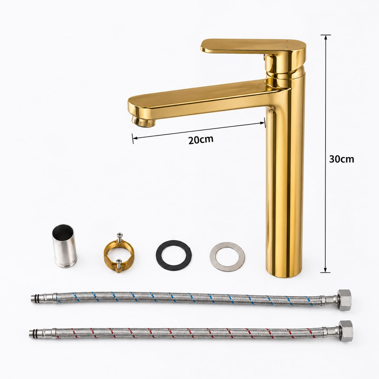 MITIGEUR VASQUE À POSER DORÉ SANILUM – CORPS EN CUIVR -30CM
