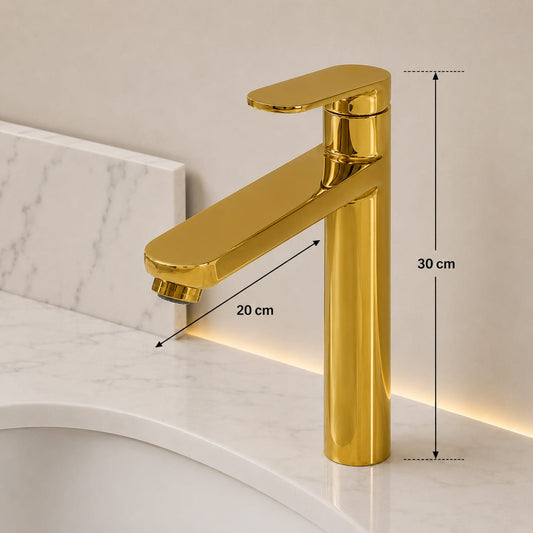MITIGEUR VASQUE À POSER DORÉ SANILUM – CORPS EN CUIVR -30CM