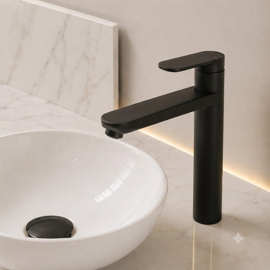 MITIGEUR VASQUE À POSER NOIR MAT SANILUM – CORPS EN CUIVRE– 30 cm