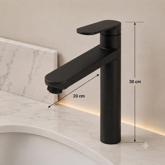 MITIGEUR VASQUE À POSER NOIR MAT SANILUM – CORPS EN CUIVRE– 30 cm