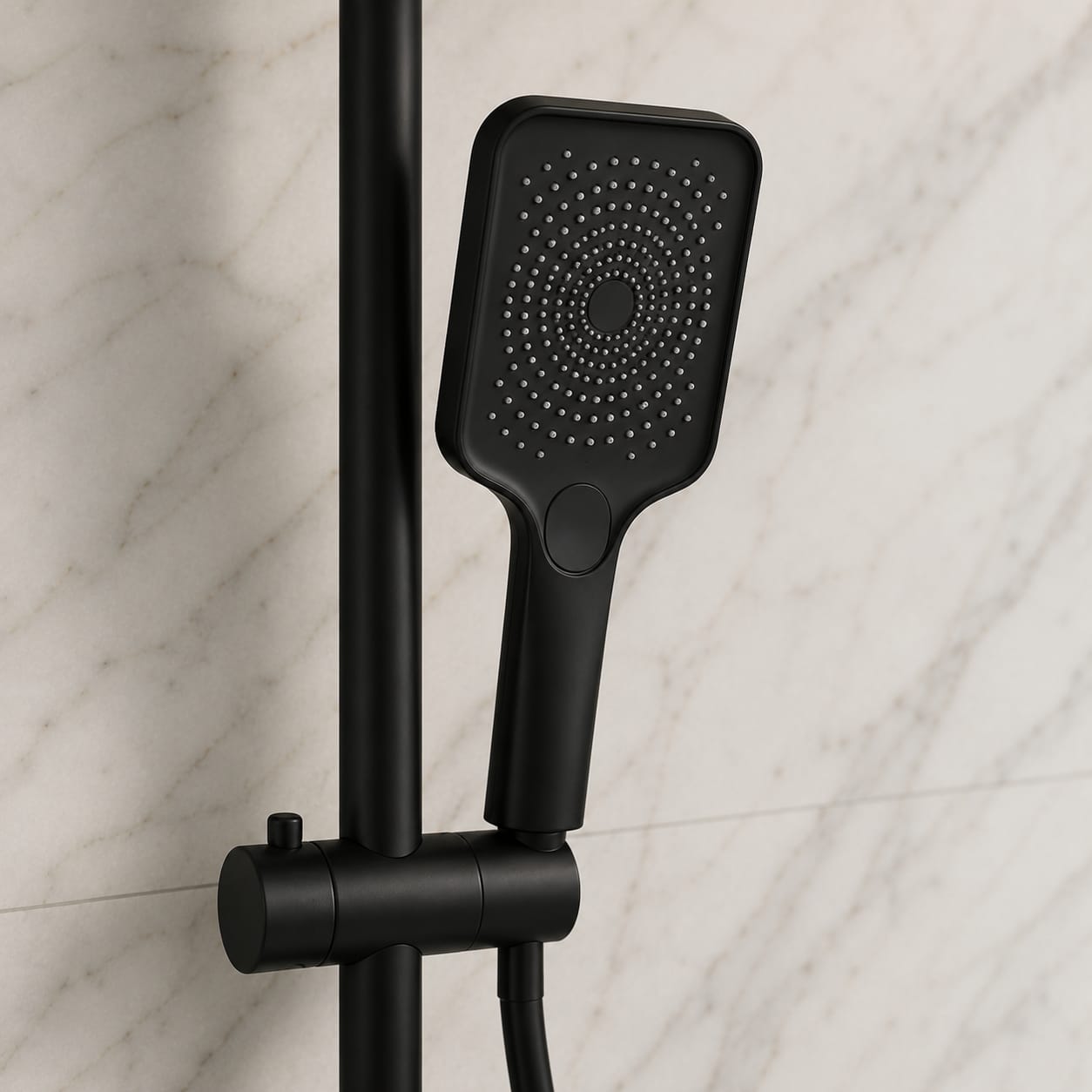 COLONNE DE DOUCHE NOIR MAT FIRMER AVEC ÉTAGÈRE – MITIGEUR INTÉGRÉ