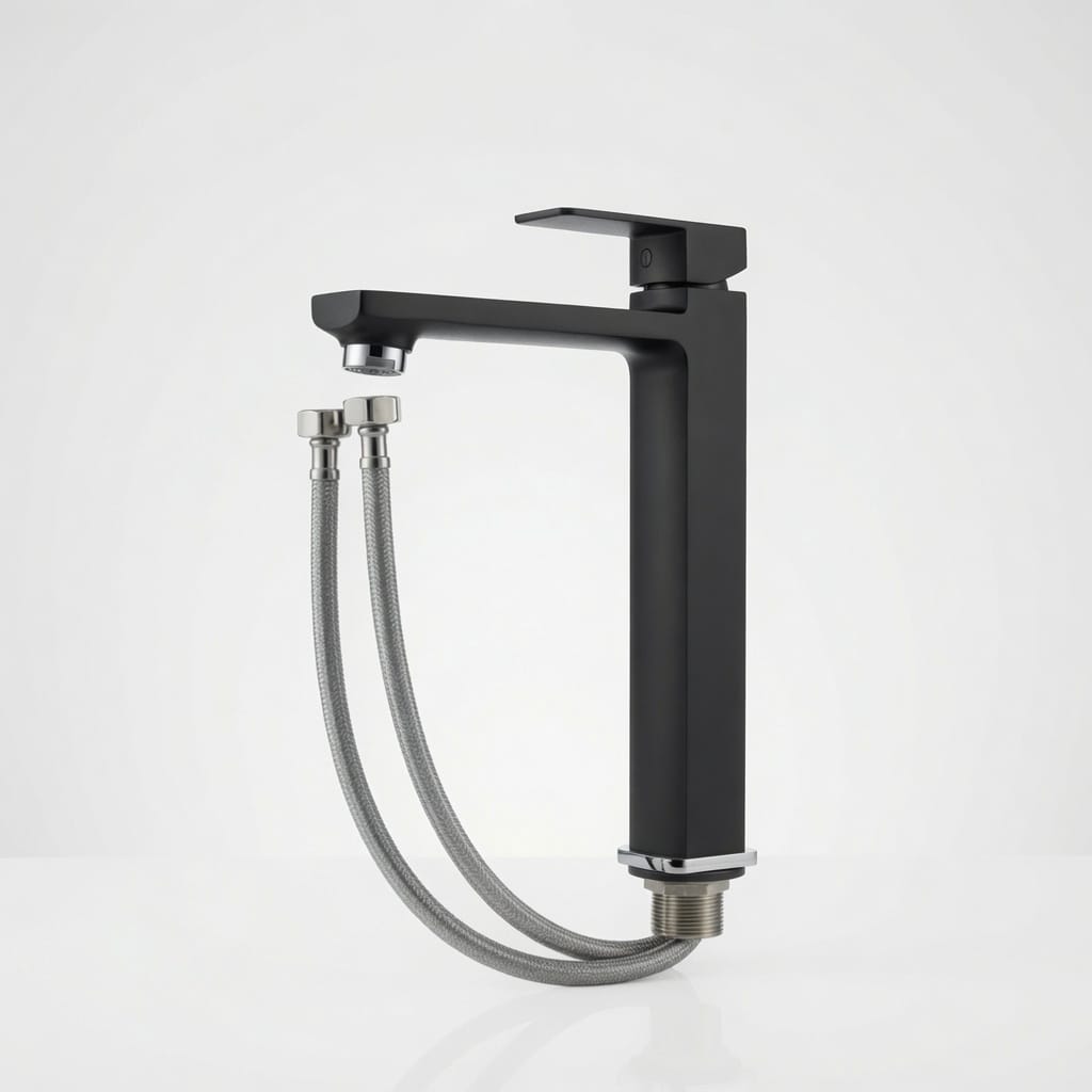MITIGEUR VASQUE À POSER NOIR MAT HARSU – CORPS EN CUIVRE– 33 cm