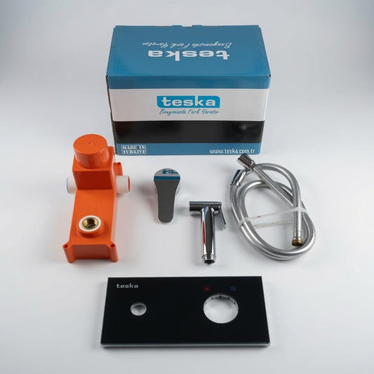 DOUCHETTE WC ENCASTRÉE TESKA – PLAQUE NOIRE | CHROME BRILLANT | KIT HYGIÉNIQUE COMPLET | FABRICATION TURQUE 849.00