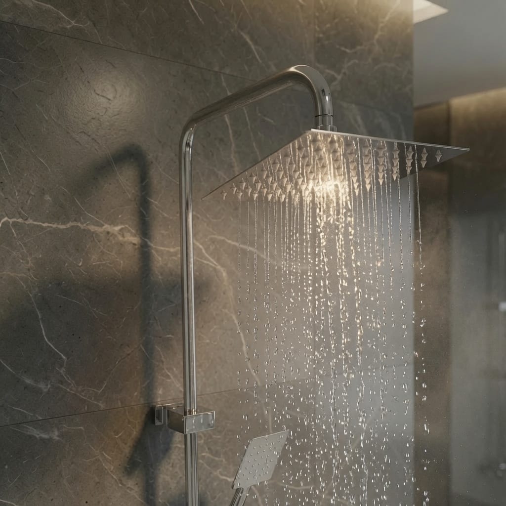 COLONNE DE DOUCHE CHROME SANILUM AVEC MITIGEUR INTÉGRÉ – CORPS EN LAITON | BARRE TUBE EN INOX | HAUTE QUALITÉ