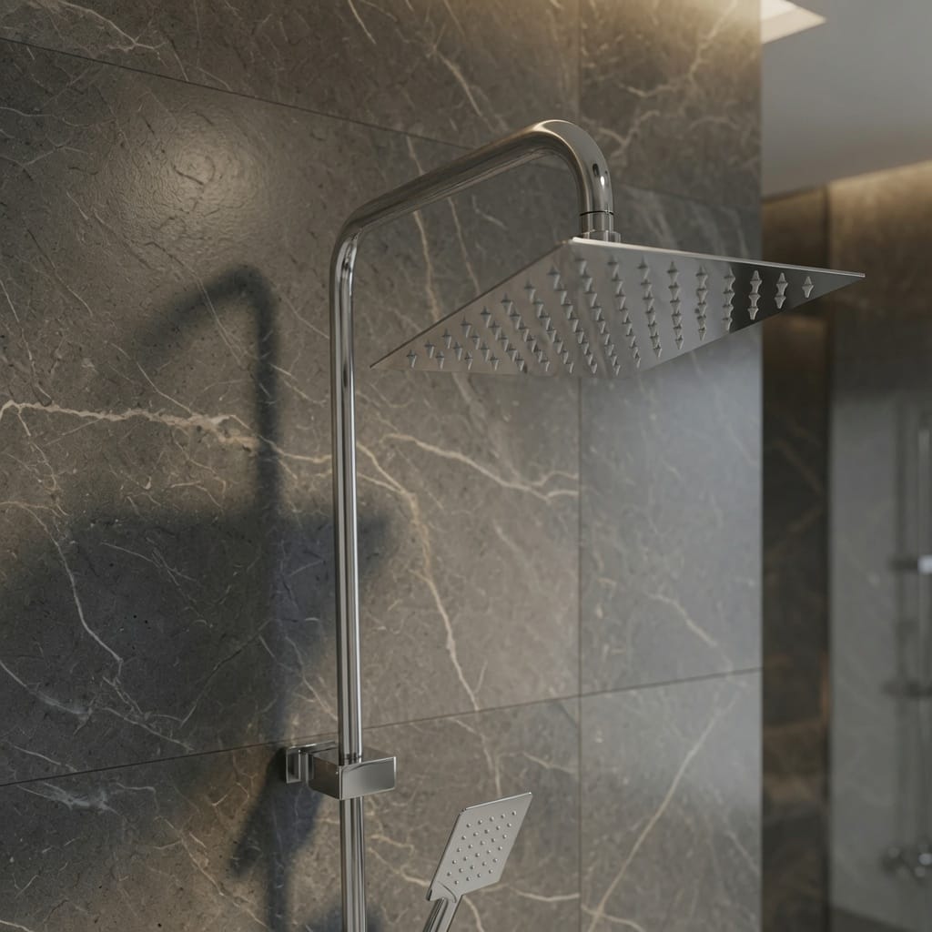 COLONNE DE DOUCHE CHROME SANILUM AVEC MITIGEUR INTÉGRÉ – CORPS EN LAITON | BARRE TUBE EN INOX | HAUTE QUALITÉ